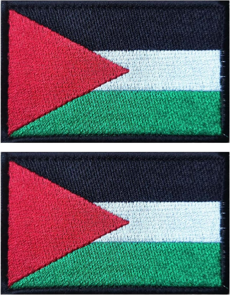 MWOOT 2 قطع شارة علم فلسطين مطرزة شارة معنوية شارات عسكرية تكتيكية مع خطاف وحلقة - Image 1